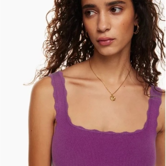 NWT Wilfred Angelique Dress Knit square-neck mini dress Purple Large - Picture 2 of 16